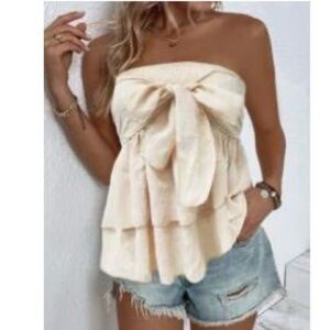 Elegant Cream Strapless Top
